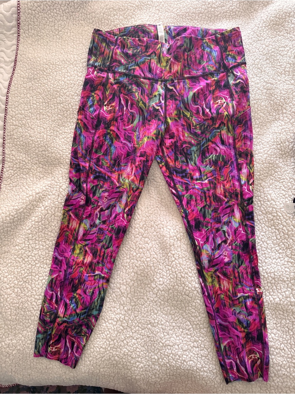 lululemon athletica Girls' Vibrant Pink Multi-Color Athletic Leggings